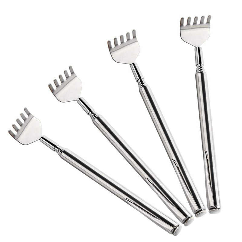 KUUQA 4 Pack Stainless Steel Telescopic Back Scratcher Extendable Back Massager Tool with Pocket Clip (Silvery) - BeesActive Australia