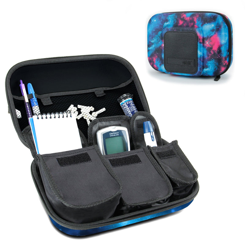 USA Gear Diabetic Supplies Travel Case Organizer for Blood Glucose Monitoring Systems, Syringes, Pens, Insulin Vials and Lancets - Storage for Accu-Chek Nano, Bayer Contour, TRUEtest and More - Galaxy - BeesActive Australia