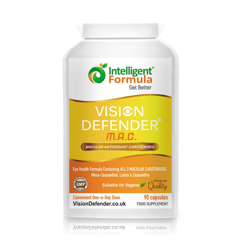 Lutein, Zeaxanthin & Meso-Zeaxanthin Eye Supplement: Vision Defender MAC � Antioxidant Carotenoids �Eye Vitamins� for Eyesight, Eye Care & Health - Vegan/Vegetarian - 90 Capsules/One-A-Day -Made in UK - BeesActive Australia