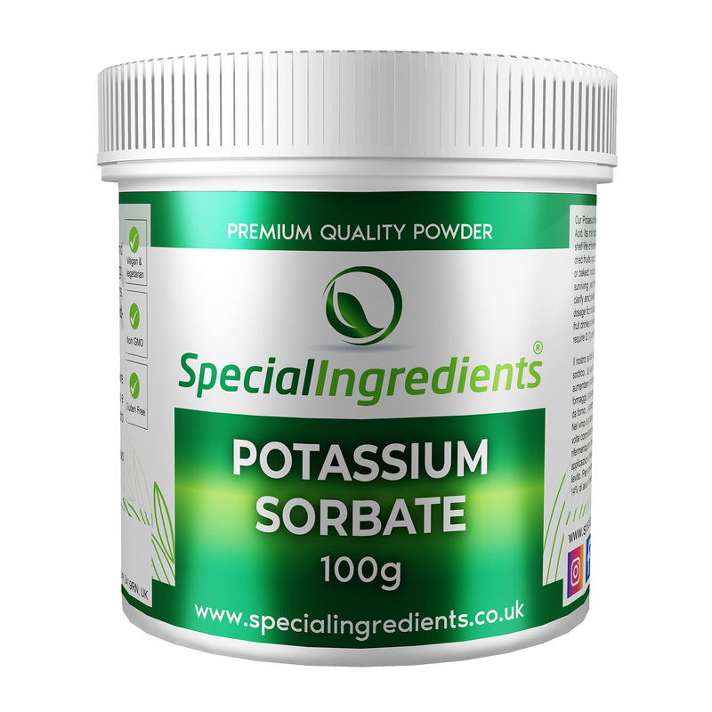 Special Ingredients Potassium Sorbate (Mould Inhibitor) 100g Premium Quality, Non-GMO, Gluten Free � Recyclable Container 100 g (Pack of 1) - BeesActive Australia