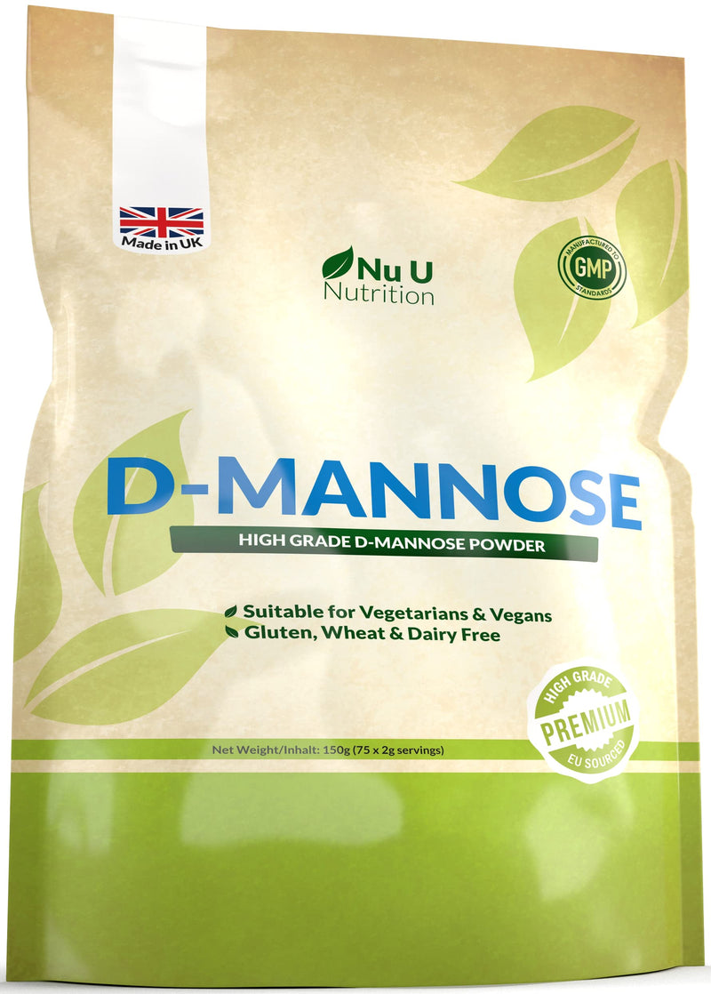 D-Mannose Powder | 150g (75 Servings) | Allergen Free | Suitable for Vegetarians & Vegans | Made in The UK by Nu U Nutrition - BeesActive Australia