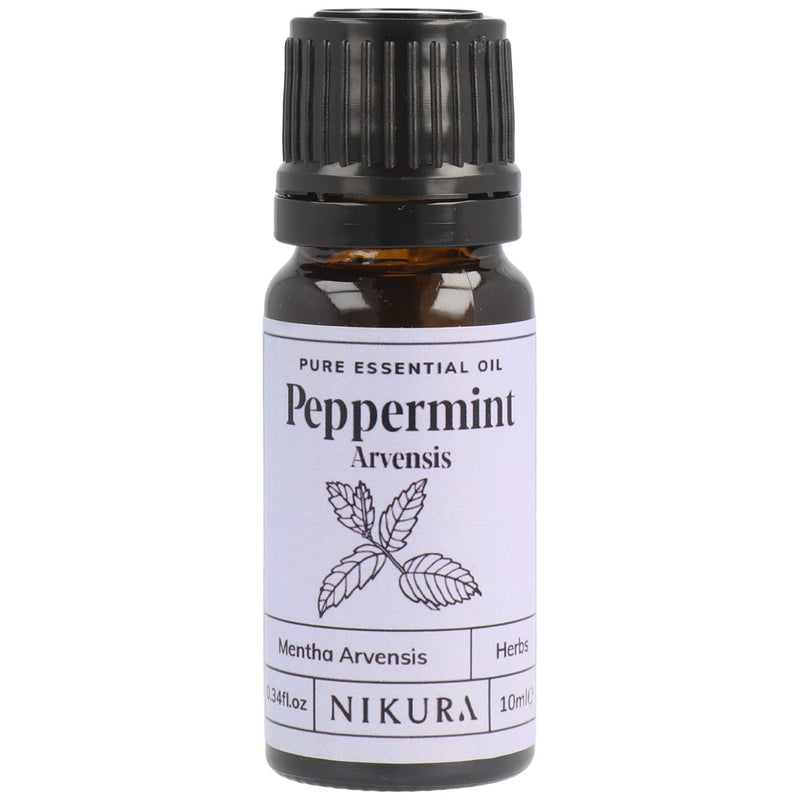 Nikura Peppermint (Arvensis) Essential Oil - 10ml | 100% Pure Natural Oils | Perfect for Hair Care, Spider Repellent, Energy Boost, Candle Making | Great for Skin, Headache Relief | Vegan & UK Made - BeesActive Australia