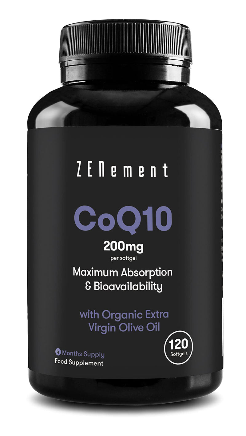 Coenzyme Q10, 200mg | 120 Softgels, with Organic Extra Virgin Olive Oil | 100% Natural CoQ10, Non-GMO, Gluten Free | Zenement - BeesActive Australia