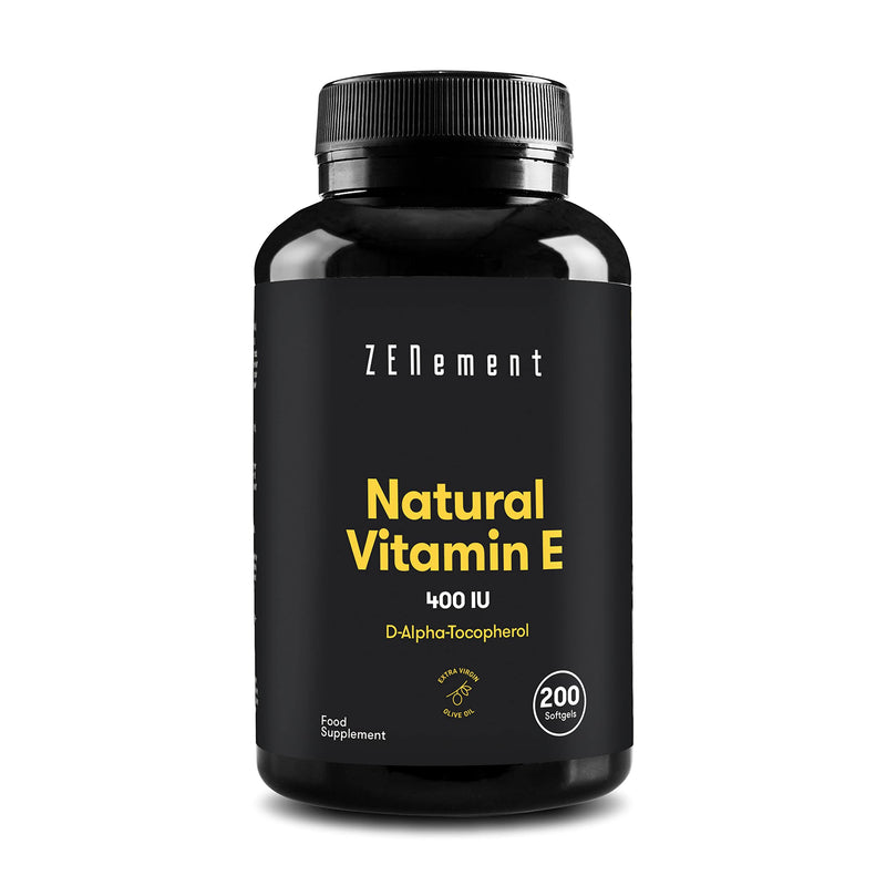 Natural Vitamin E - 400 IU, (D-Alpha-Tocopherol), 200 Softgels | with Organic Extra Virgin Olive Oil | Antioxidant and Anti-Aging | Zenement - BeesActive Australia