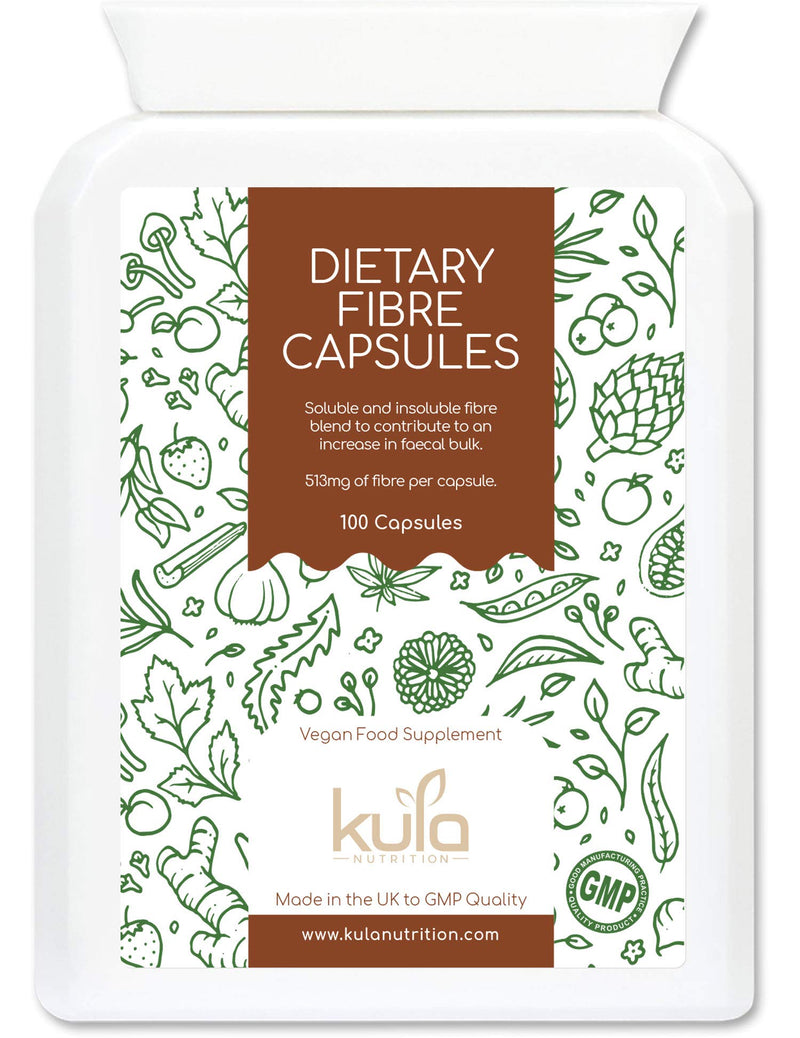 High Fibre Supplement (1026mg per Serving) - 100 Vegan Capsules - Soluble and Insoluble Dietary Fibre Complex - Psyllium Husk Powder, Flaxseed - Fibre Supports Daily Bowel Movements - Kula Nutrition - BeesActive Australia
