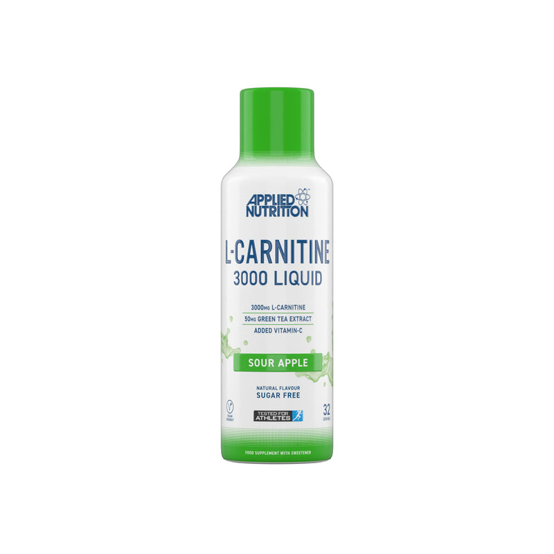 Applied Nutrition L Carnitine 3000 Liquid - L-Carnitine with Green Tea & Vitamin C, Boosts Energy & Weight Management, Vegan (480ml - 32 Servings) (Sour Apple) Sour Apple - BeesActive Australia
