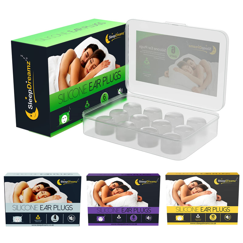 Silicone Ear Plugs for Sleeping – 6 Pairs of Noise Cancelling Ear Plugs – Offering Snoring Relief & Protection from Other Loud Noises, with Our Sleep Ear Plugs - UK Brand, SleepDreamz® White 12 Count (Pack of 1) - BeesActive Australia