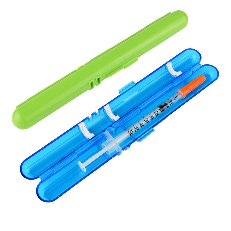 Medarchitect PSC (MA-PSC) Portable Travel Insulin Prefilled Syringe Case for Diabetes 2 Dark Blue Transparent+solid Green - BeesActive Australia