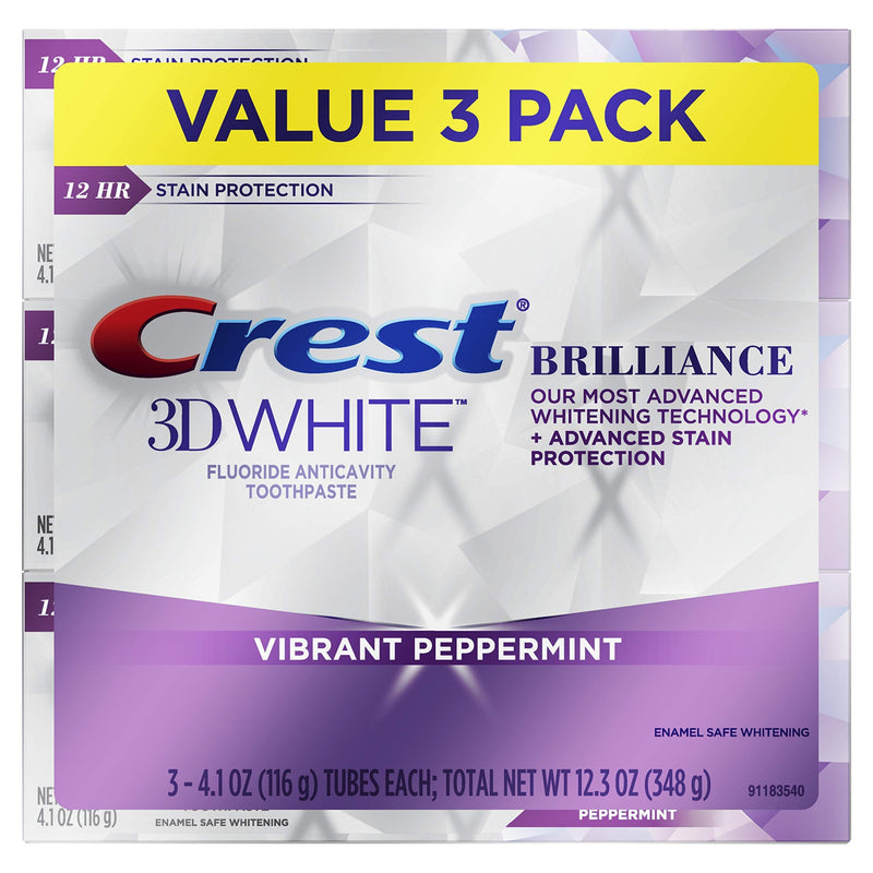 Crest Toothpaste 3D White Brilliance Vibrant Peppermint, 4.1oz (Pack of 3) - BeesActive Australia