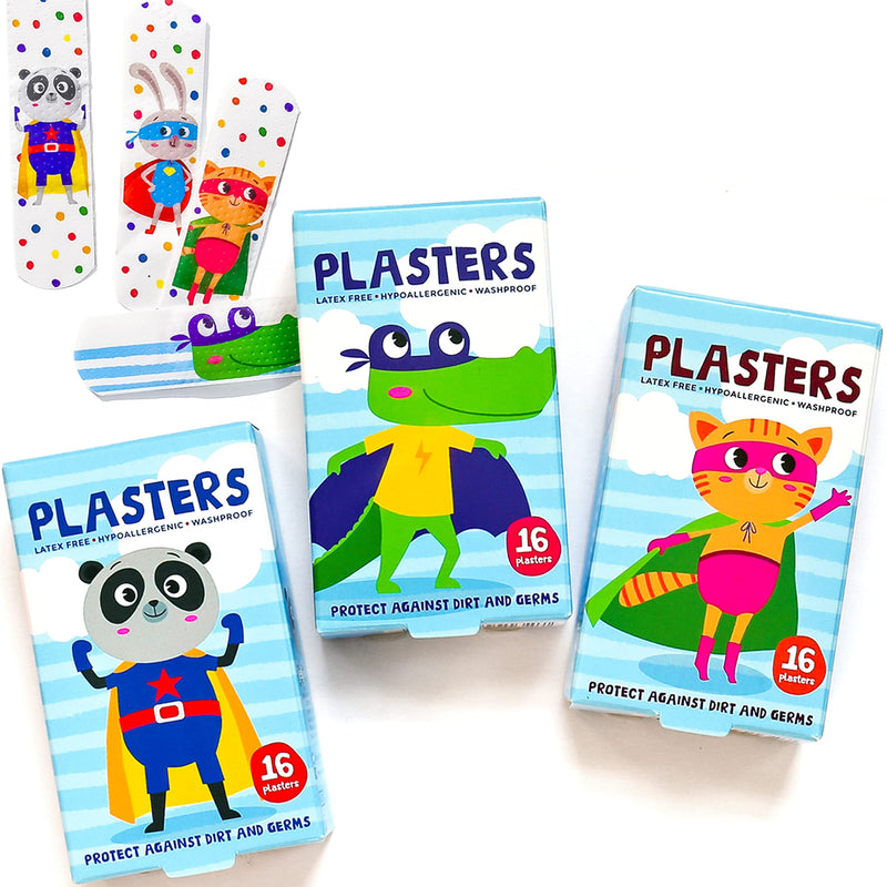 Superhero Plasters for Kids (Latex Free/Hypoallergenic/Washable/Plasters/Assorted Models), 32 Count (Pack of 1) - BeesActive Australia