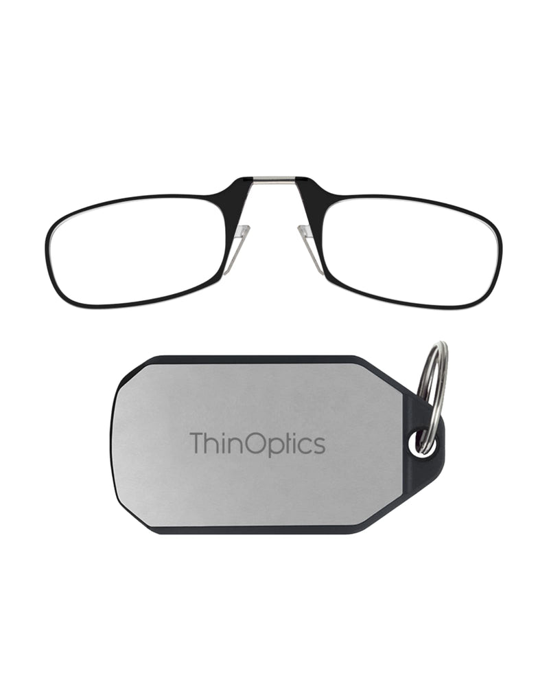 ThinOptics Reading Glasses 1.50 Black Frames With Keychain Case - Compact Foldable Reading Glasses 1.50 Strength With Flex-Fit Technology 1.5 Strength - BeesActive Australia
