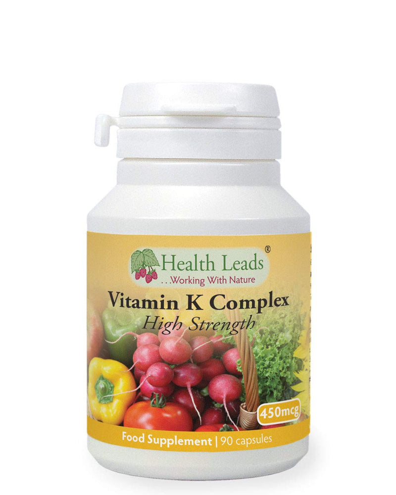 Vitamin K Complex High Strength Food Supplement 450�g x 90 Capsules, Magnesium Stearate Free, Vitamin K contributes to The Maintenance of Normal Bones & Normal Blood clotting, Made in Wales - BeesActive Australia