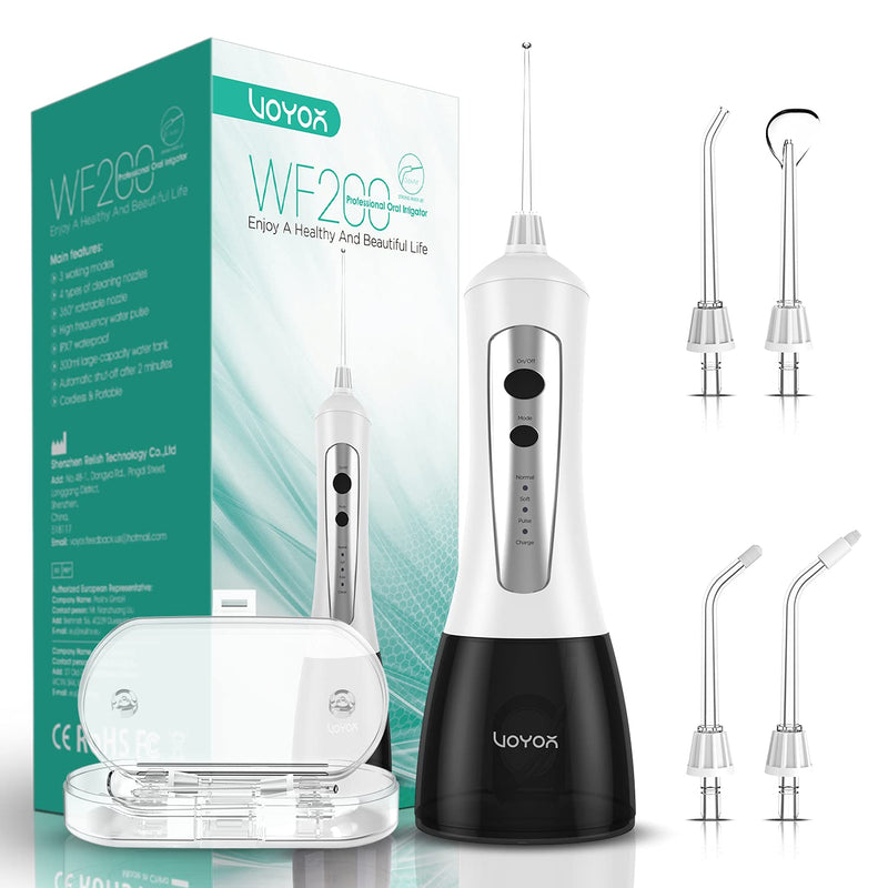 VOYOR Water Flosser for Teeth Cordless, Rechargeable Dental Oral Irrigator Plaque Remover Teeth Cleaner with Multi Modes, IPX7 Waterproof Portable Water Floss Use at Home Travel WF200 - BeesActive Australia
