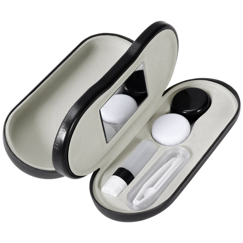 rosenice Contact Lens Case and Glasses Case - 2 in 1 Double Sided Eye Contact Case with Built-in Mirror, Tweezer and Contact Solution Bottle - Portable Contact Lens Storage Box for Travel, Black - BeesActive Australia