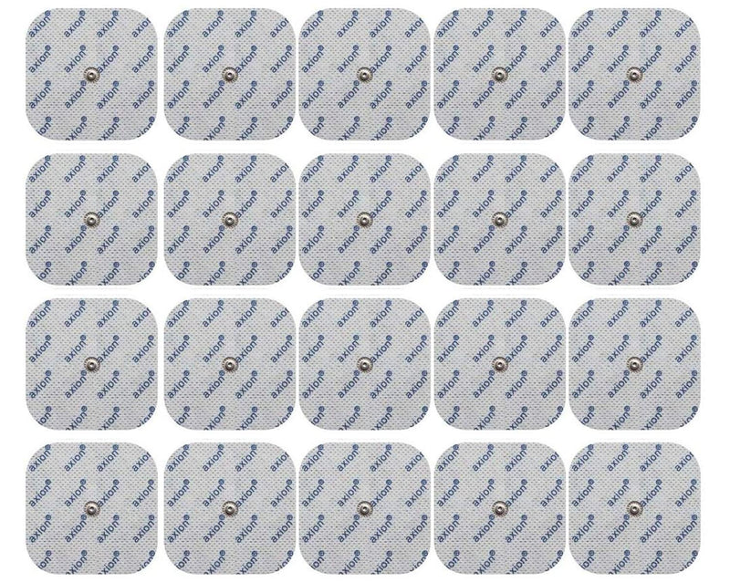 20 Electrodes Compatible with COMPEX - TENS EMS Pads Easy snap 5x5cm - Button Connection 3.75mm - axion Brand Quality - BeesActive Australia