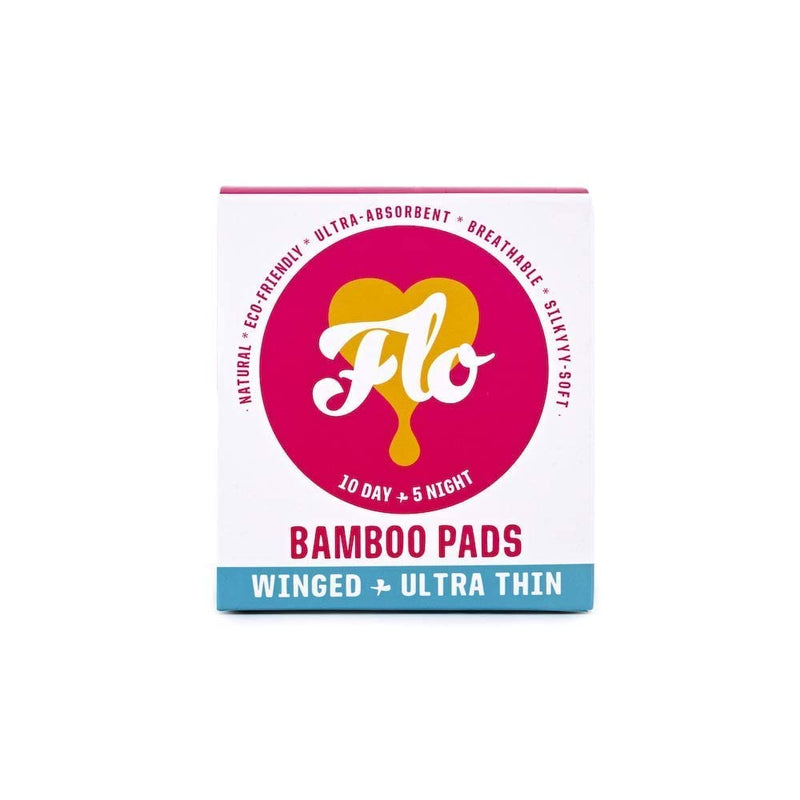 FLO Organic Bamboo Sanitary Period Pads with Wings - 100 percent Organic, Soft, Silky, Ultra-Absorbent & Biodegradable Period Pads - Ultra-Thin - Combo Pack 10 Day & 5 Night Pads 15 count (Pack of 1) Night & Day - BeesActive Australia
