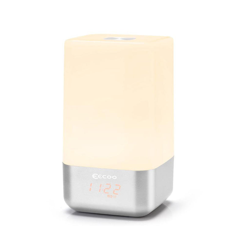 Fdit Wake-Up Light Alarm Clock Sunrise Simulation Bedside Lamp with 5 Natural Sounds Night Light White - BeesActive Australia