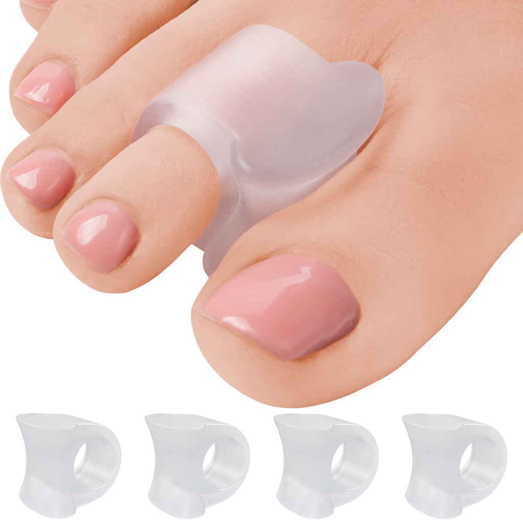 Toe Separators for Overlapping Toes - 4-Pack Clear Gel Hammer Toe Straighteners for Pain Relief - Correct Bent Toes - Big Toe Spacers, Spreaders, Soft and Gentle Bunion Correctors for Active Lifestyle Transparent Big Toe Separators 4 Count (Pack of 1) - BeesActive Australia