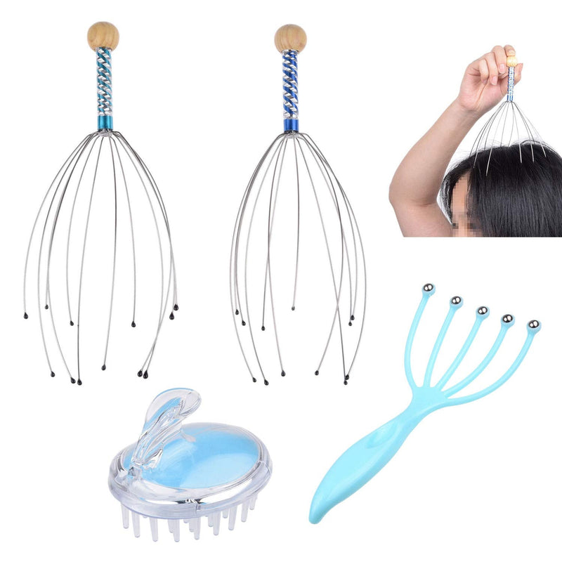 Scalp Massage Kit - 2X Scalp Scratcher, 1x Roller Ball Claw Massager and 1x Shampoo Massage Brush - Relaxes and Rejuvenates - Stimulates Blood Circulation - Keeps Your Scalp Clean and Healthy - BeesActive Australia