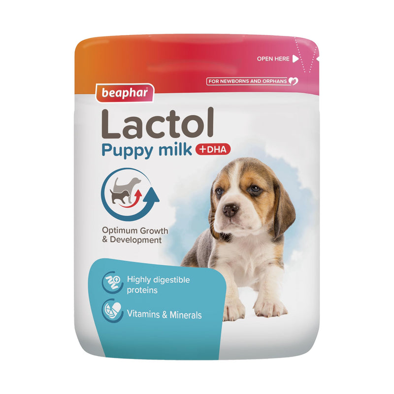 Beaphar - Lactol Puppy Milk 500g - Milk Replacer & Complete Feed for Newborn & Weaning Puppies – For growth & development – Contains DHA, Vitamins & Minerals – Ideal for Hand-Rearing – Use from Birth 500 g (Pack of 1)