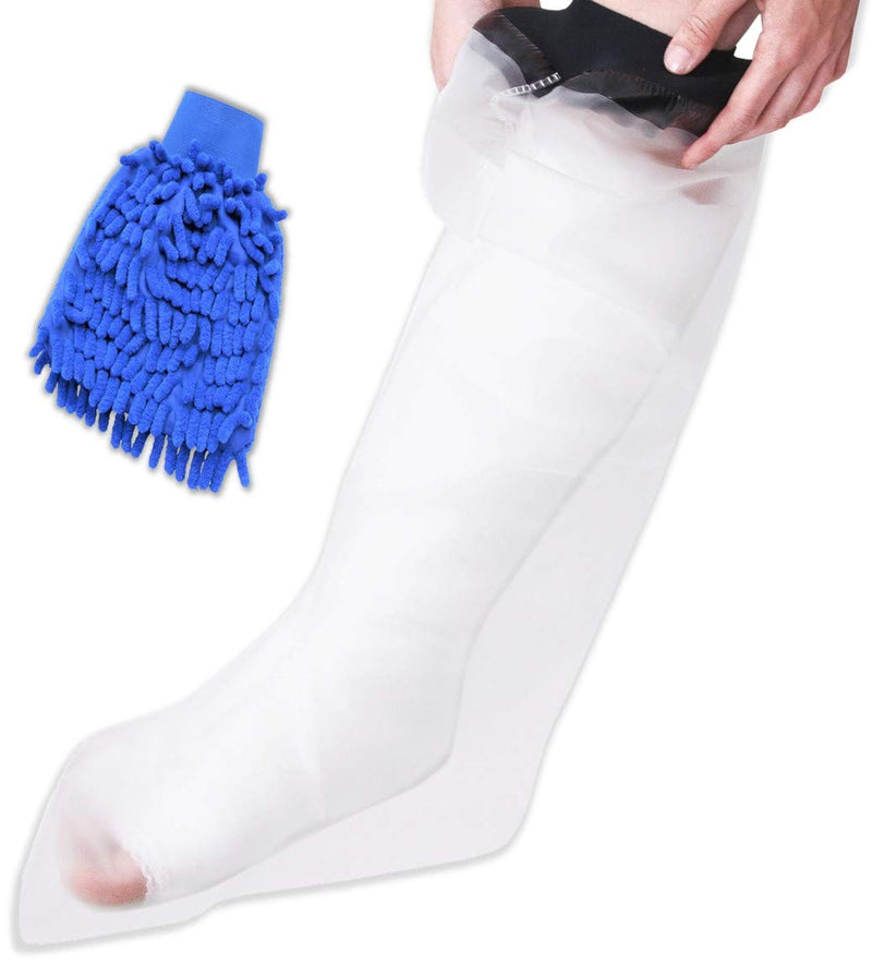 Waterproof Leg Protector for Cast and Bandage with a Hygiene Mitt - Adult Half-Leg Design for Shower or Bath by H2OGuard - BeesActive Australia