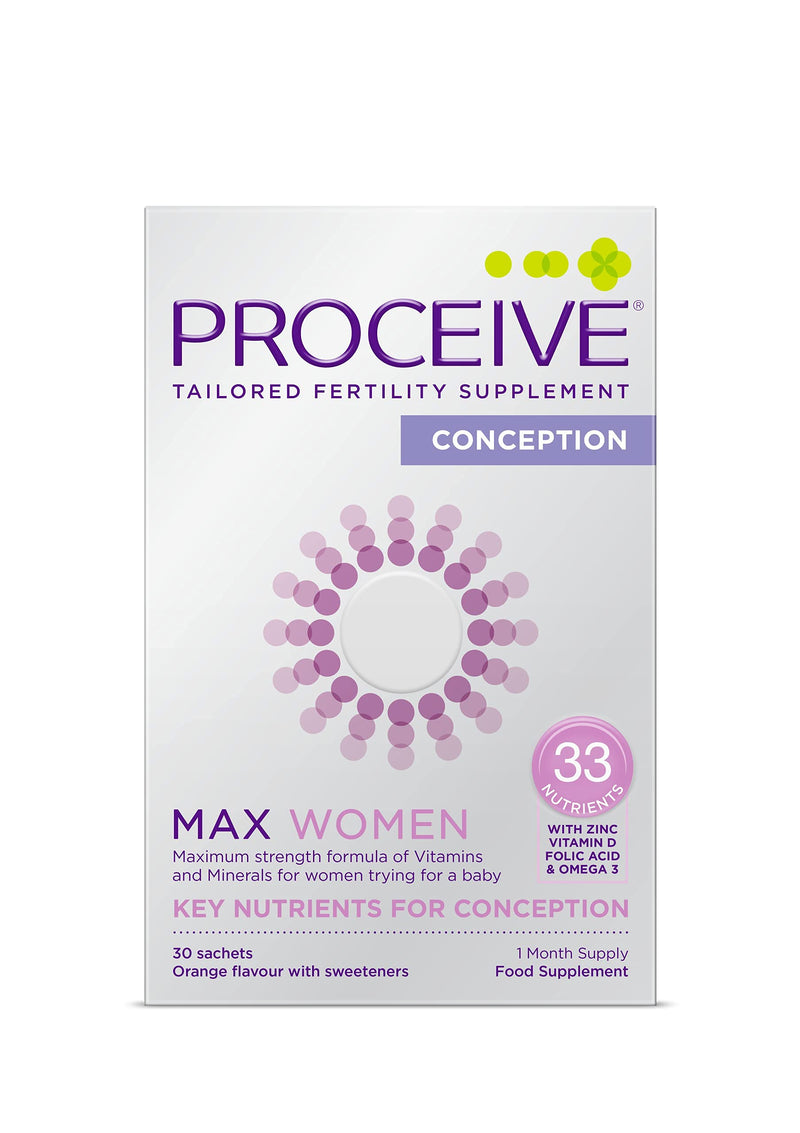 Proceive� Women MAX - Fertility Supplement for Conception - Pregnancy Vitamins for Women Trying to Conceive - Zinc, Folic Acid, Vitamin D - 30 Sachets (1 Month Supply) - Vegetarian Women - 30 sachets - BeesActive Australia