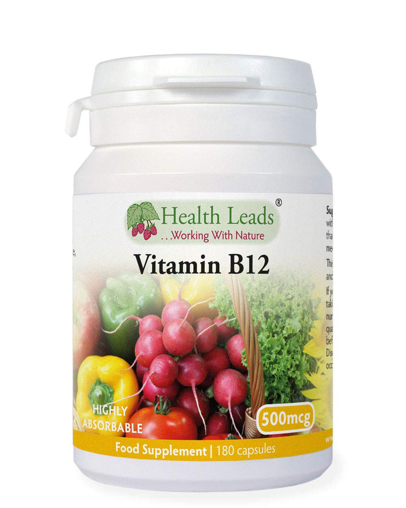 Vitamin B12 Methylcobalamin 500mcg 180 Capsules, Magnesium Stearate Free & No Nasties, B12 contributes to The Reduction of Tiredness and Fatigue, Normal Function of The Immune System, Made in UK - BeesActive Australia