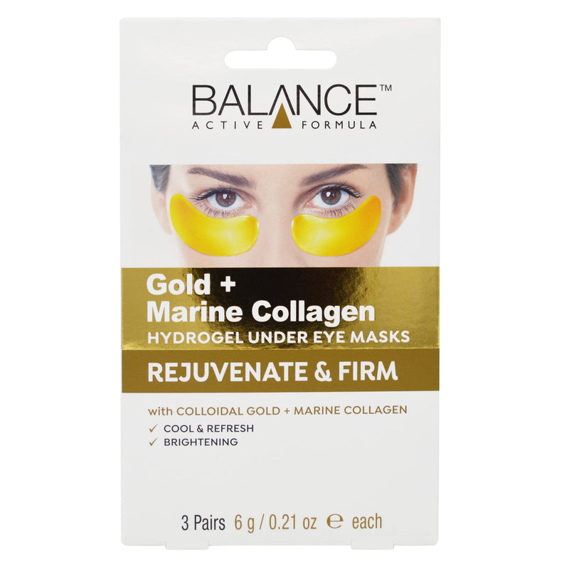 Balance Active Formula Gold & Marine Collagen Hydrogel Under Eye Masks (3 pack) Instantly Cool, Refresh & Revive Tired-Looking Eyes. Cruelty Free. - BeesActive Australia