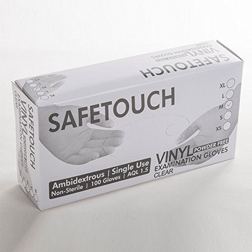 SafeTouch 50000013 Powder Free Clear Vinyl Gloves, X-Large (Pack of 100) XL (Pack of 100) - BeesActive Australia