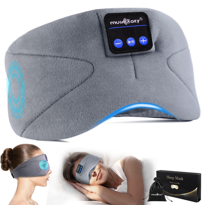 Sleep Headphones Bluetooth Eye Mask,Wireless Music Sleep Mask Ultra-Soft Sleeping Headphone Comfy & Washable Perfect for Side Sleepers/Office/Travel,Birthday for Men Women Grey - BeesActive Australia