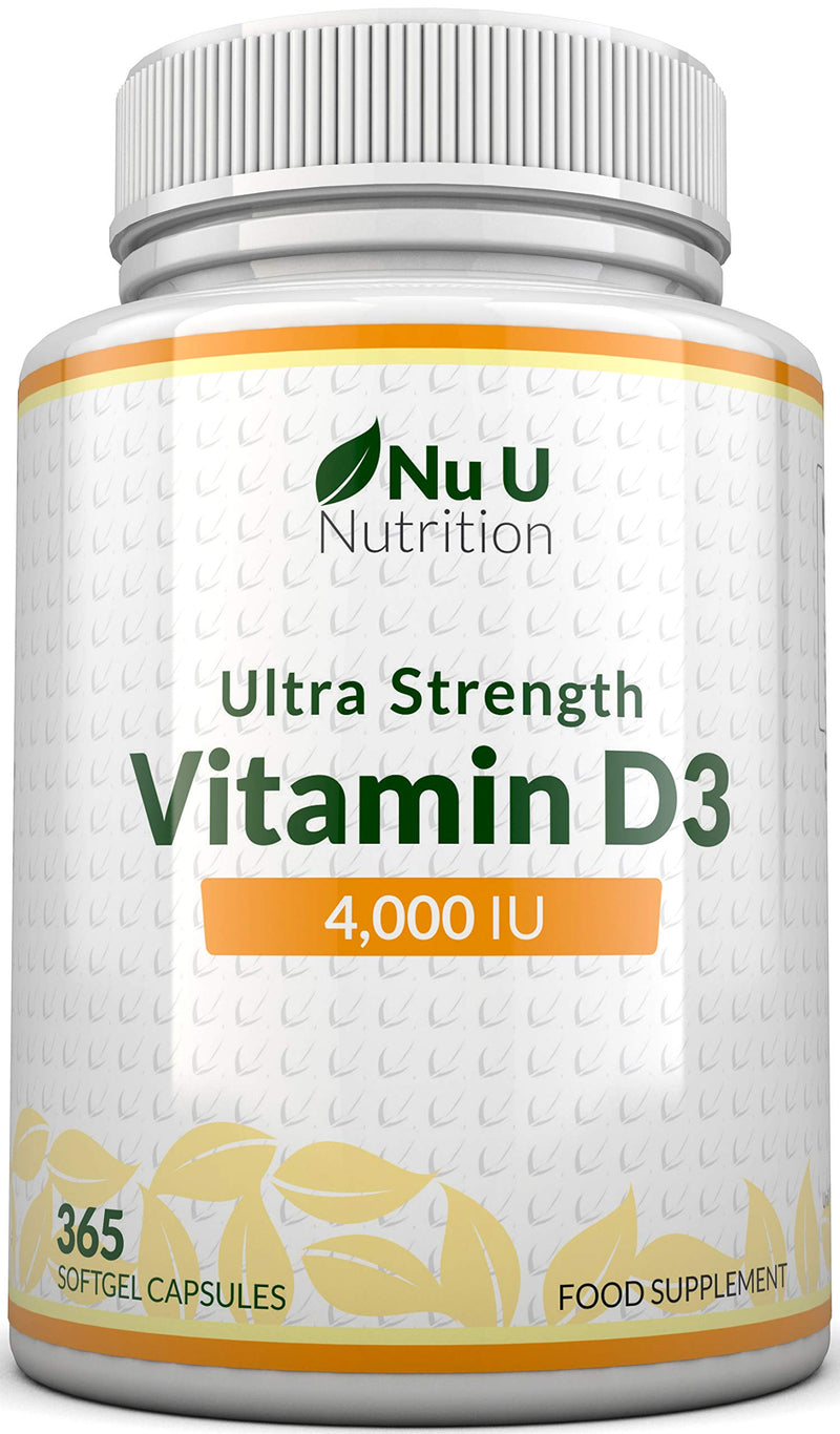 Vitamin D3 4000 IU, 365 Softgel Capsules NOT Tablets, Full Year Supply, Easy to Swallow Quadruple Strength Vitamin D3 Supplement - BeesActive Australia