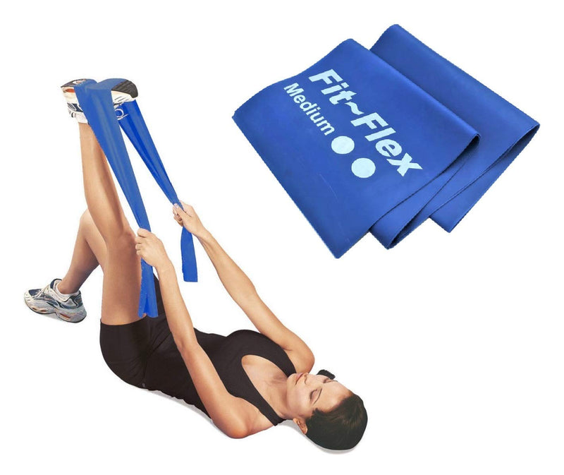 Fit-Flex Resistance Exercise Band - 2m Length - 3 Flex Options – Pilates, Yoga, Rehab, Stretching, Strength Training Blue - BeesActive Australia