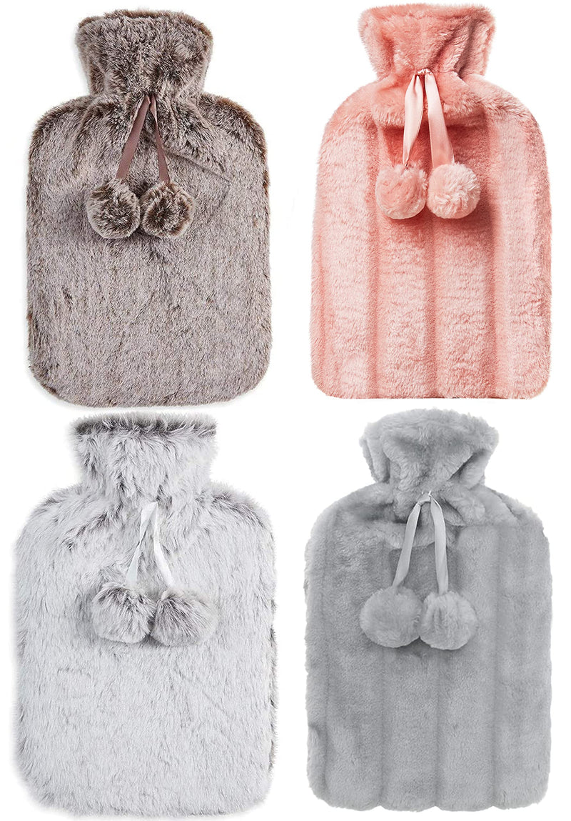 2 Litre Hot Water Bottle with Luxury Fluffy Fur Cover | Large 2L Capacity with Removable Fleece Covers (Random Pick) - BeesActive Australia