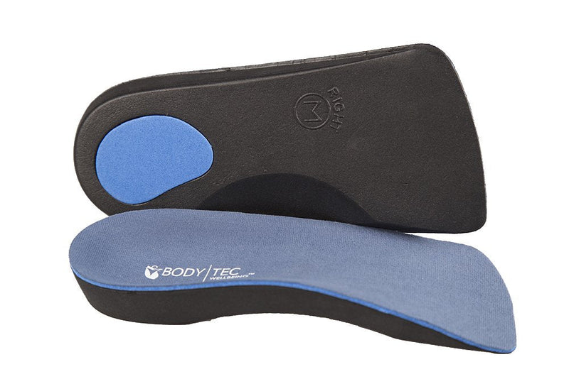 Bodytec Wellbeing 2 pairs of 3/4 Orthotic insoles for knee pain arch pain plantar fasciitis 7-8.5 UK Blue - BeesActive Australia