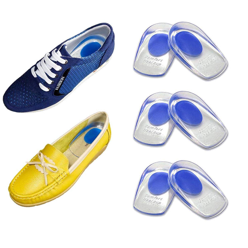 3 Pairs of Gel Heel Cups Heel Support Pads Cushions for Plantar Fasciitis Heel Pain (Men/Large) Men/Large - BeesActive Australia