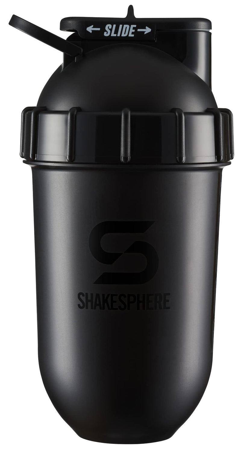 ShakeSphere Tumbler: Protein Shaker Bottle, 700ml - Capsule Shape Mixing - Easy Clean Up - No Blending Ball or Whisk Needed - BPA Free - Mix & Drink Shakes, Smoothies, More - Matte Black/Black Logo Matte Black With Black Logo - BeesActive Australia