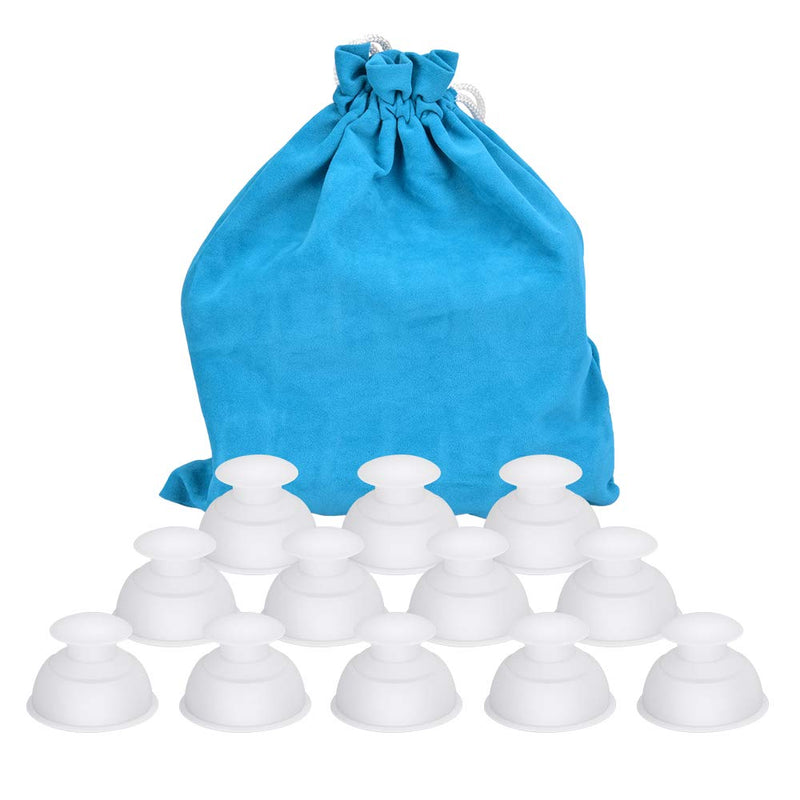 Silicone Cupping Therapy Sets Cups Massage, 12pcs Professional Vacuum Cupping Anti Cellulite Suction Cup for Facial Body Massage, Deep Tissue, Myofascial Release, Pain Relief, Muscle Relaxation-White - BeesActive Australia