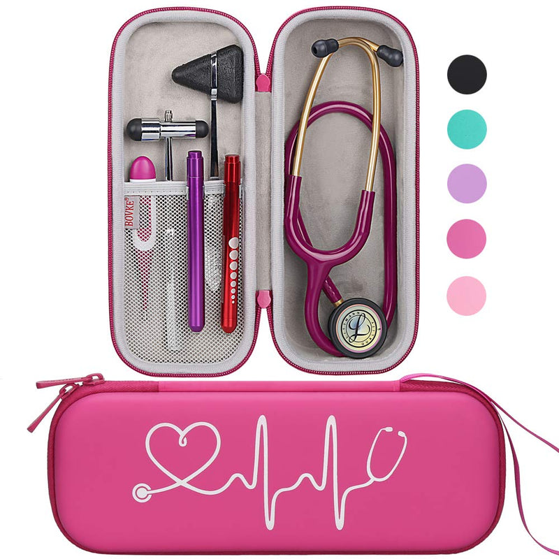 BOVKE Hard Stethoscope Case for 3M Littmann Classic III, MDF Acoustica Lightweight, Lightweight II S.E. Stethoscope,Extra Room for Medical Bandage Scissors EMT Trauma Shear and LED Penlights,Raspberry C_Raspberry - BeesActive Australia