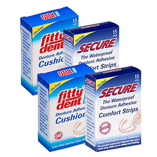 4 x FITTYDENT Secure Denture Adhesive Strips 15's - 4 Pack Very Lower Price - BeesActive Australia
