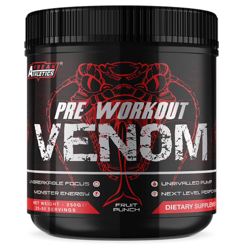 Pre Workout Venom 'Fruit Punch' - Pump Pre Workout Supplement by Freak Athletics - Elite Level Pre Workout Supplement - Pre Workout Powder Made in The UK - Available in Fruit Punch - BeesActive Australia