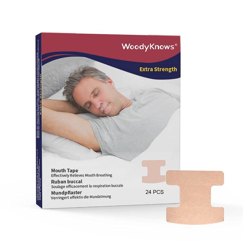 WoodyKnows Mouth Tape, Anti Snoring Mouth Strips for deep Sleep, Develop The Habit of Nasal Breathing, Maintain Natural Face Shape (Extra Strength, Newly Launched, 24 Pieces) Extra Strength (Newly Launched) 24 Pieces - BeesActive Australia