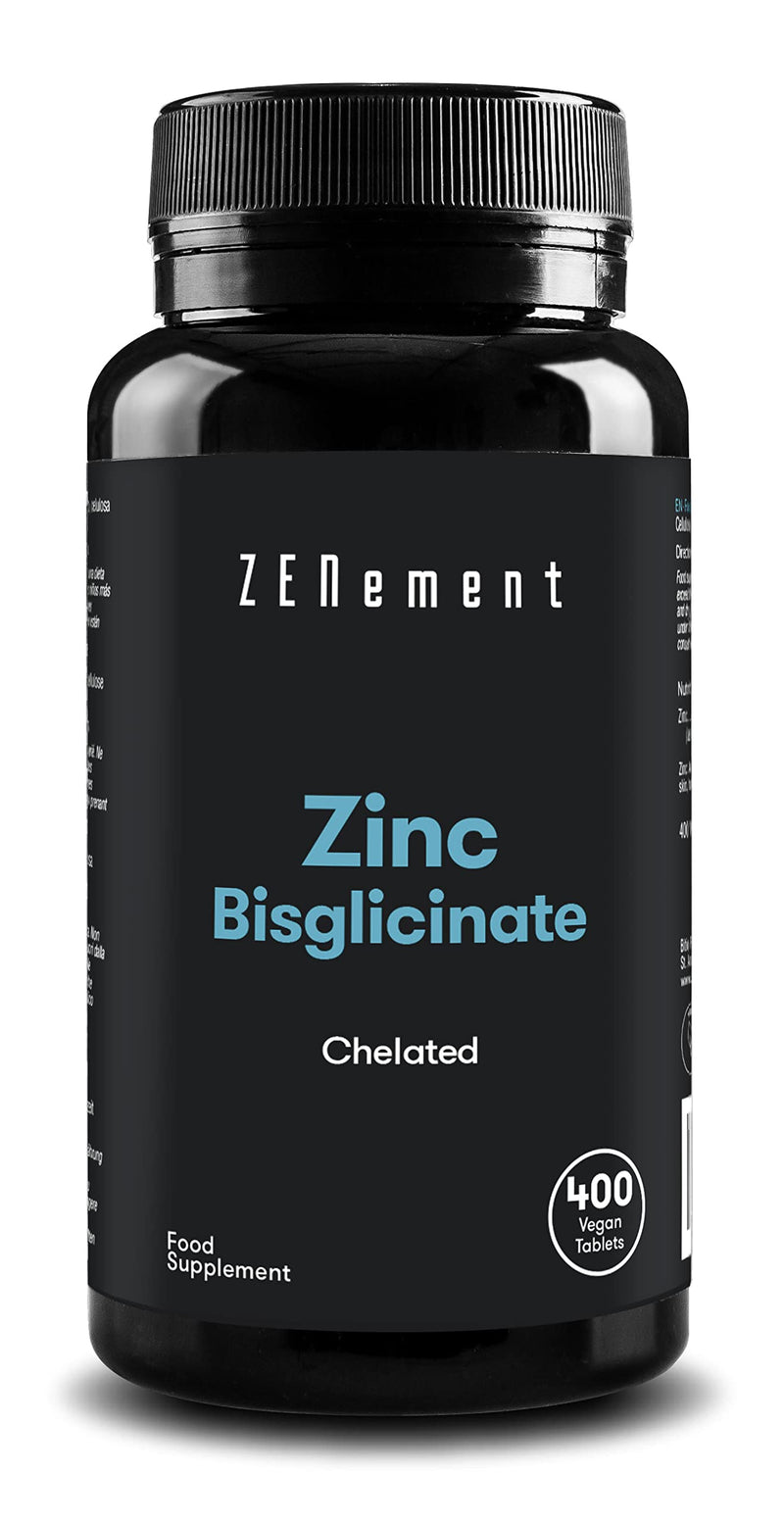Zinc, 25mg (Bisglycinate), 400 Tablets | Chelated | Antioxidant, Supports The Immune System, Skin, Hair and Eyesight | Vegan | Zenement - BeesActive Australia