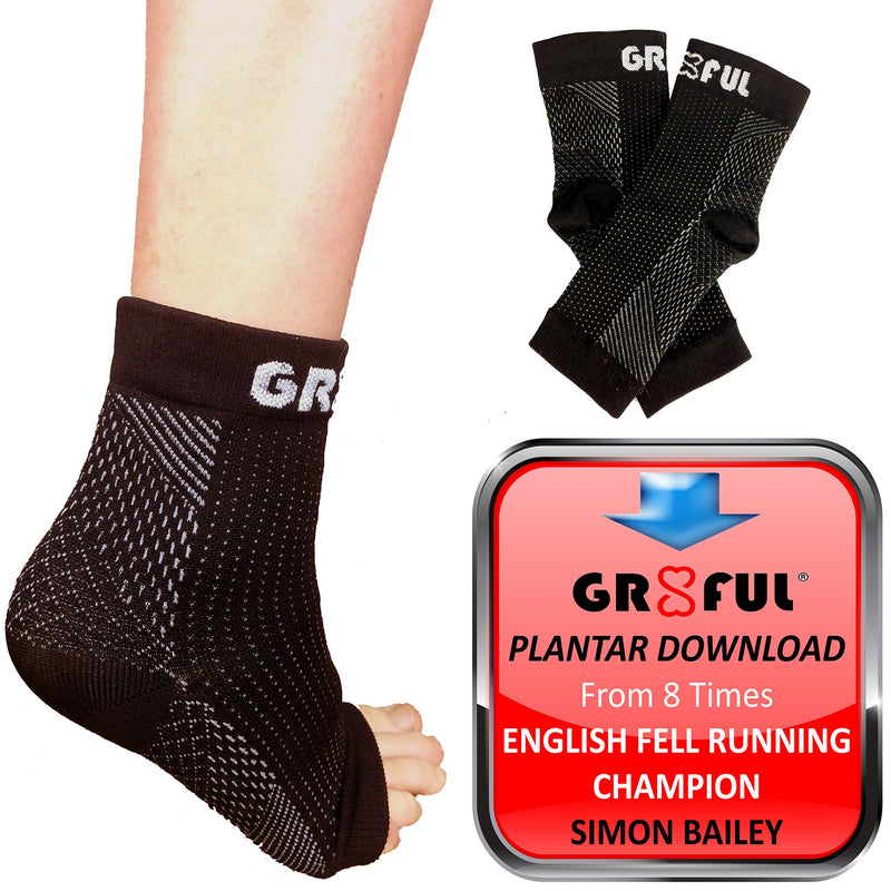 gr8ful® Plantar Fasciitis Socks | Support Sleeves with 24/7 Compression & Treatment for Foot Arch, Heel, Fascia & Achilles Tendonitis, Men/Women, Pain Relief Night Splint Sock | Black 1 Pair L/XL L/XL (1 Pair) - BeesActive Australia