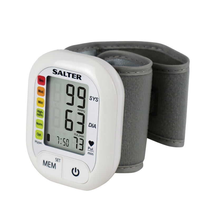 Salter BPW-9101-EU Electric Wrist Blood Pressure Monitor – Automatic Irregular Heart Rate Detector, Compact for Home Use and On the Go, Stores 60 Readings, Traffic Light Style Display, 13-21.5 cm Cuff - BeesActive Australia
