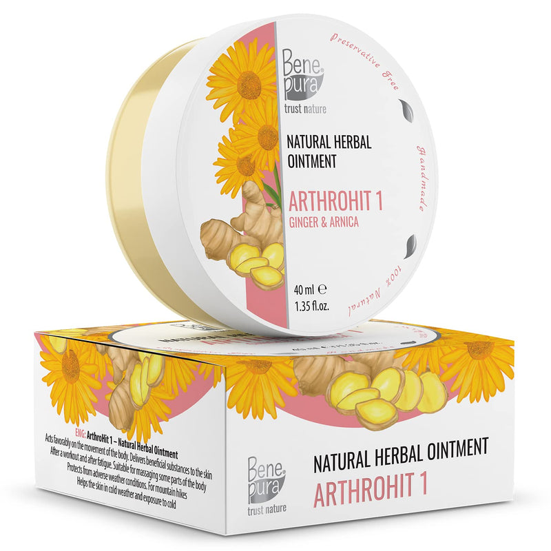 BenePura Arnica Ointment for Muscle Pain Relief - Natural Arnica Cream for Bruising and Swelling - Back Pain Relief, Joint Pain Relief, Knee Pain Relief - Bruise Cream Muscle Rub with Ginger - 40 ml - BeesActive Australia