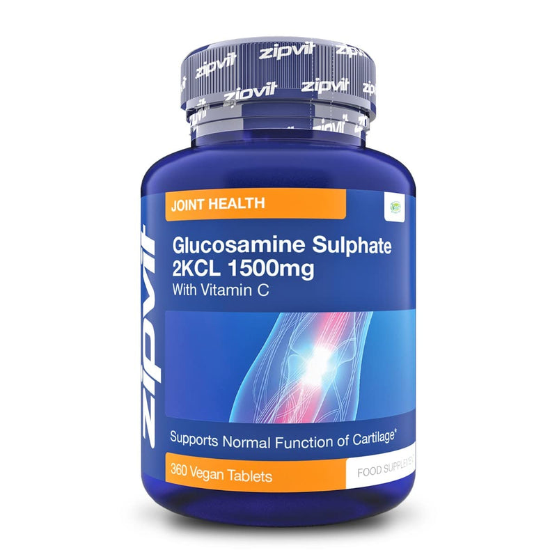 Glucosamine Sulphate 2kcl 1500mg with Vitamin C, 360 Vegan Glucosamine Sulphate Tablets. Maintains Normal Joint Cartilage. 12 Months Supply Glucosamine Sulphate 1500mg. UK Supplier. 1500mg Glucosamine 360 Tablets - BeesActive Australia