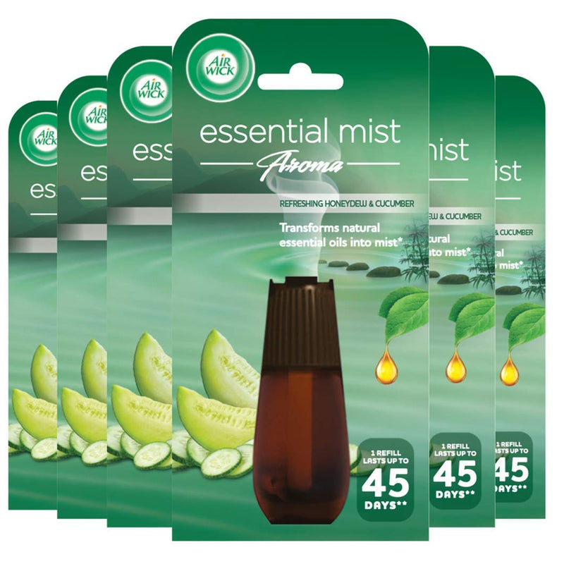 Air Wick Air Freshener Essential Mist Aroma Refill Honeydew and Cucumber 20ml (Pack of 6) Honeydew & Cucumber 1 Count (Pack of 6) - BeesActive Australia