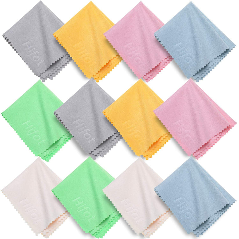 Hifot Microfiber Cleaning Cloth 12 Pack,Glasses Cleaning Cloth for Eyeglasses,Spectacles,Sunglasses, Camera Lenses, iPad,Tablets, Phones,LCD Screens and Delicate Surfaces-5.7"/14.5cm * 6.9"/17.5cm Multicolore-12 Pcs - BeesActive Australia