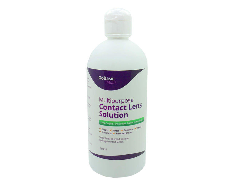 GoBasic Multi Purpose Contact Lens Solution for Soft Lenses Effective Cleaning Better Value (360ml / 6 Weeks Supply) 360 ml (Pack of 1) - BeesActive Australia