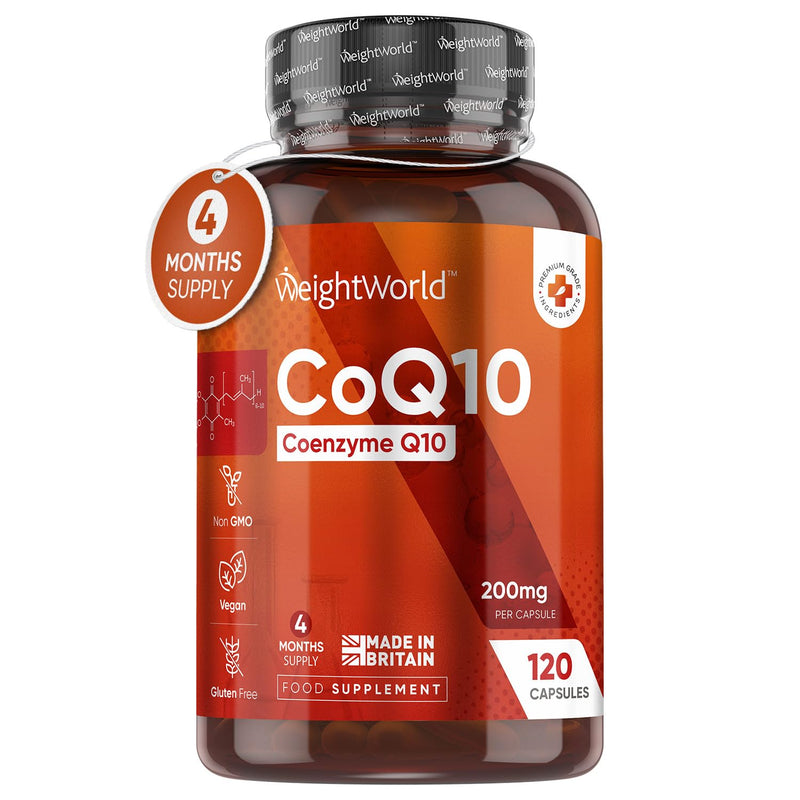 CoQ10 Supplement 200mg - 120 Vegan Coenzyme Q10 High Strength Capsules (4 Months Supply) - Naturally Fermented & Lab Tested Ubiquinone Q10 Coenzyme - High Absorption Co Q10 Supplements by WeightWorld - BeesActive Australia